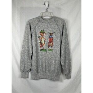Vtg 80s Custom Bassett-Walker Hunting Role Reversal Sweatshirt Mens M 38-40 Grey